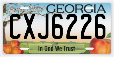 GA license plate CXJ6226