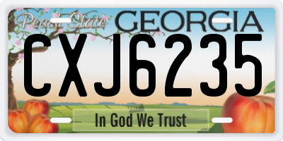 GA license plate CXJ6235
