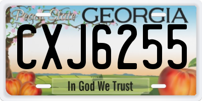 GA license plate CXJ6255