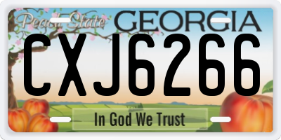 GA license plate CXJ6266