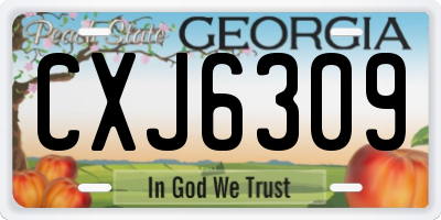 GA license plate CXJ6309