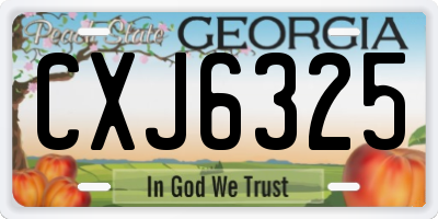 GA license plate CXJ6325