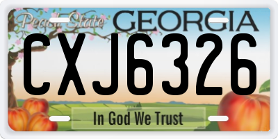 GA license plate CXJ6326