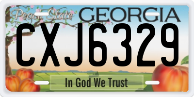 GA license plate CXJ6329