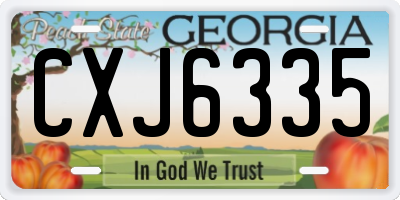 GA license plate CXJ6335
