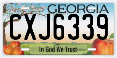 GA license plate CXJ6339