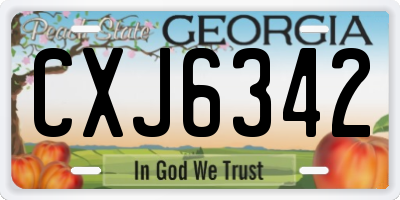 GA license plate CXJ6342