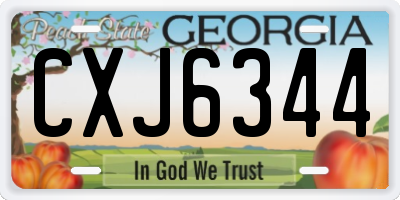 GA license plate CXJ6344