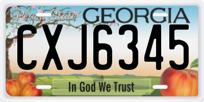 GA license plate CXJ6345