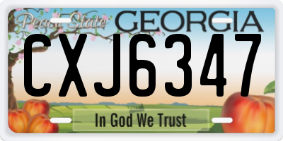 GA license plate CXJ6347