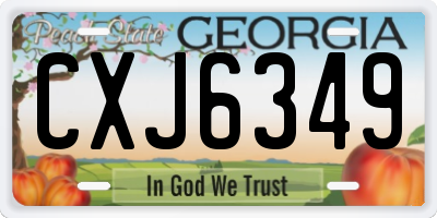 GA license plate CXJ6349