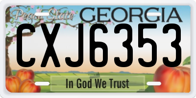 GA license plate CXJ6353