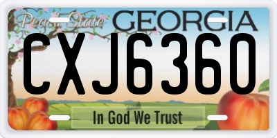 GA license plate CXJ6360