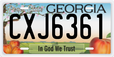 GA license plate CXJ6361