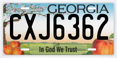 GA license plate CXJ6362