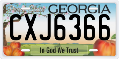 GA license plate CXJ6366