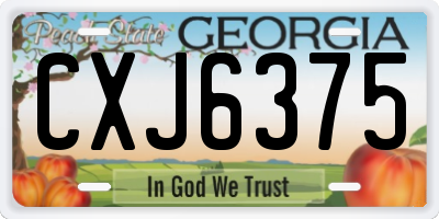 GA license plate CXJ6375