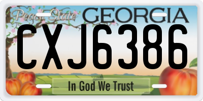 GA license plate CXJ6386