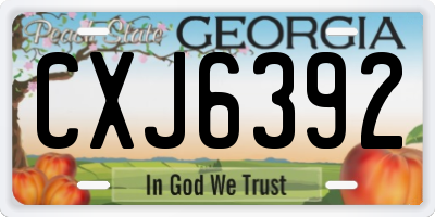 GA license plate CXJ6392