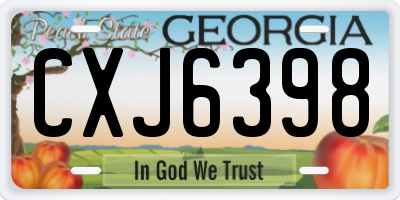 GA license plate CXJ6398