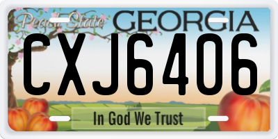 GA license plate CXJ6406