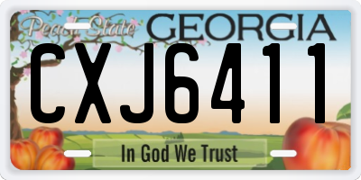 GA license plate CXJ6411