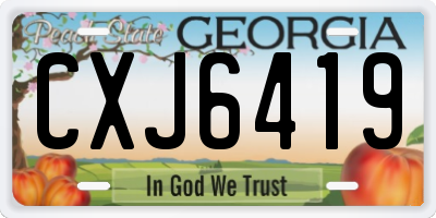 GA license plate CXJ6419