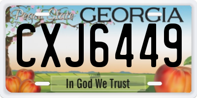 GA license plate CXJ6449