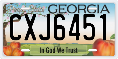 GA license plate CXJ6451