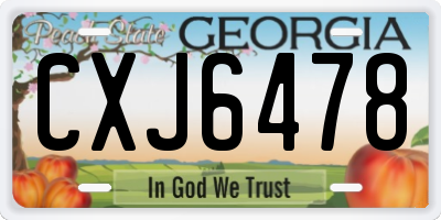 GA license plate CXJ6478