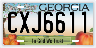 GA license plate CXJ6611