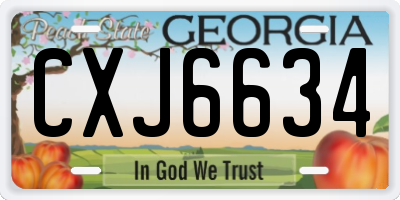 GA license plate CXJ6634