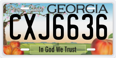 GA license plate CXJ6636
