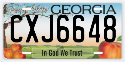 GA license plate CXJ6648