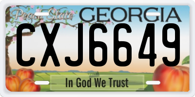 GA license plate CXJ6649