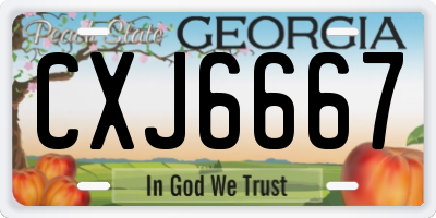 GA license plate CXJ6667