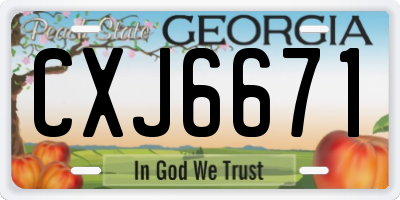 GA license plate CXJ6671