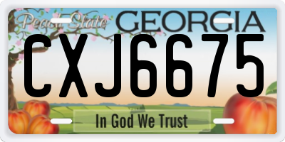 GA license plate CXJ6675