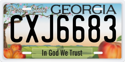 GA license plate CXJ6683