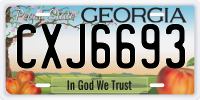 GA license plate CXJ6693