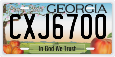 GA license plate CXJ6700