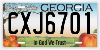 GA license plate CXJ6701