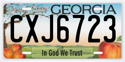 GA license plate CXJ6723