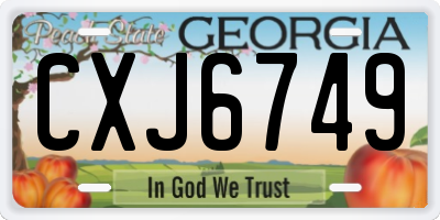 GA license plate CXJ6749