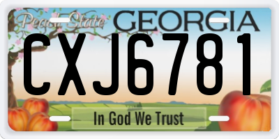 GA license plate CXJ6781