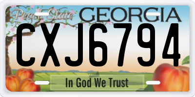 GA license plate CXJ6794