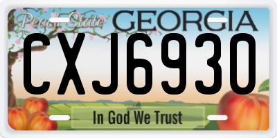 GA license plate CXJ6930