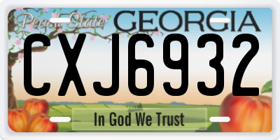 GA license plate CXJ6932