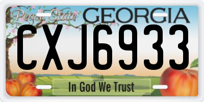 GA license plate CXJ6933