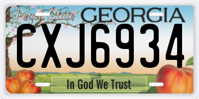 GA license plate CXJ6934